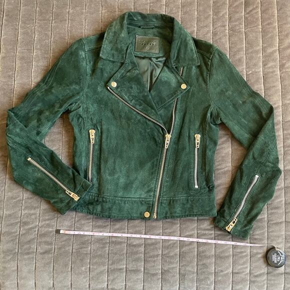 Blank NYC Suede Moto Jacket in Emerald Green size S - Picture 3 of 10
